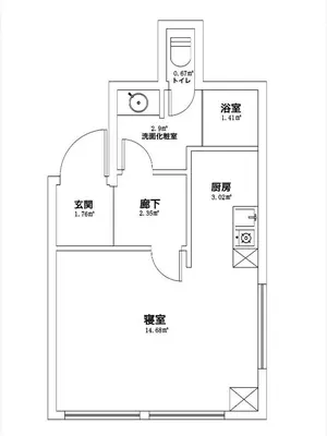 a plan of a floor plan of a house at \u79cb\u8449\u539f\u307e\u30677\u5206 \u6d45\u8349\u6a4b\u307e\u30674\u5206 \u79cb\u8449\u539f7\u5206 \u6d45\u8349\u6a4b4\u5206 \u30ad\u30c3\u30c1\u30f3 \u9326\u7cf8\u753a\u99c5\u8fd1 \u6d17\u9762\u53f0\u30b7\u30e3\u30ef\u30fc\u5ba4\u304c\u5225 \u30bb\u30df\u30c0\u30d6\u30eb\u30d9\u30c3\u30c9\u4e8c\u3064 301\u90e8\u5c4b in Tokyo
