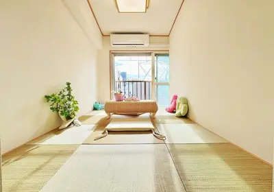 a living room with a couch and a rug on the floor at Jr\u5c71\u624b\u7dda\u6c60\u888b\u99c5\u5f92\u6b656\u5206\u5168\u65b0\u88c5\u4fee\u4e24\u5c45\u5ba4\u516c\u5bd3 in Tokyo
