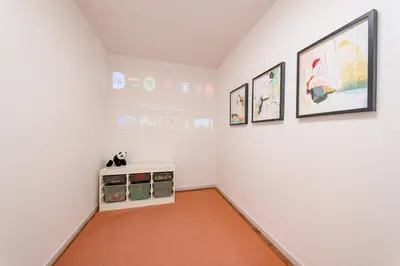 a room with a cat sitting on a counter in a museum at Villa Sumida Five in Tokyo