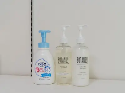 three bottles of cleaning products sitting on a shelf at Ikebukuro 10 min-Family-Friendly Stay-Mobile Wi-Fi&Switch-Net in Tokyo