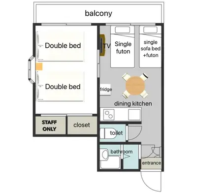 a floor plan of a house at MIKASA guesthouse in Tokyo