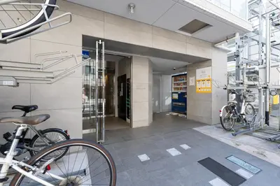 a room with two bikes parked in a building at LIVCITY Kinshicho 502 in Tokyo