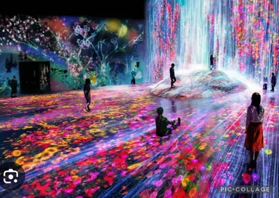 a painting of people walking around a waterfall at Max 15 people OK,2-minute walk from the station, Japanese-style modern 6LDK house in Tokyo