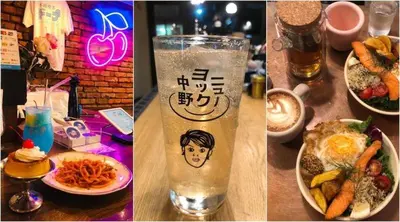 a table with plates of food and a glass of beer at Near Shinjuku 2-Story Family & Group-Friendly Home 5 Bedrooms, Fits 14 Guests in Tokyo