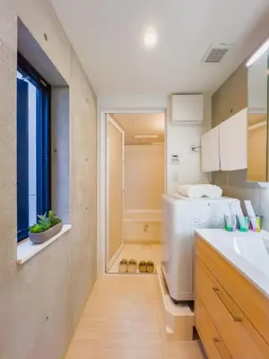 a kitchen with a refrigerator and a sink at \u6d45\u8349 ideas hotel \u5927\u5e8a\u623f-TT0390 in Tokyo