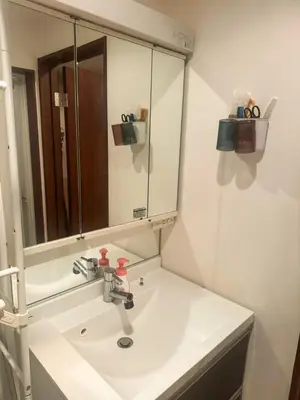 a bathroom with a sink and a mirror at 2ppl Share House Twin Room with 2 single beds in Tokyo