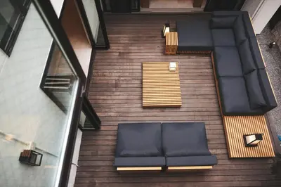an overhead view of a couch and a table at \u6e0b\u8c37\u672c\u753a\u30db\u30c6\u30eb in Tokyo