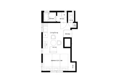 a floor plan of the first floor of a house at Nestry \u6d45\u8349 yuuan Fuji 202 in Tokyo