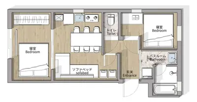 a drawing of a floor plan of a house at Triphome Asakusa Alpha 2 Bedrooms in Tokyo