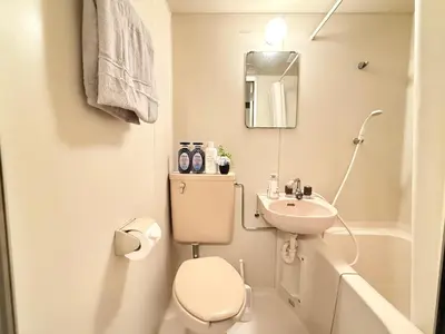 a small bathroom with a toilet and a sink at Ikebukuro Sugamo B01 in Tokyo