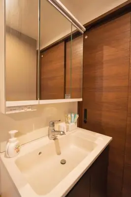 a bathroom with a sink and a mirror at \u6c60\u888b\u6238\u5efa in Tokyo