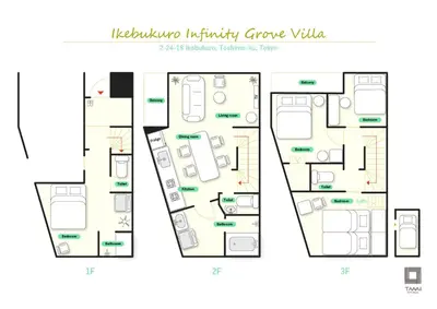 a floor plan of a luxury garage villa at Ikebukuro Infinity Grove Villa in Tokyo