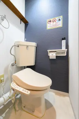 a bathroom with a white toilet in a room at RENTO Ikebukuro 301 in Tokyo