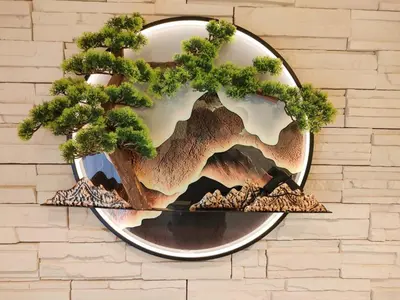 a sculpture of a bonsai tree on a wall at D2 Shinjuku JR St 8 mins 2 bedrooms and 1 living room Max 5P Direct to Shinjuku Ueno Ginza Shibuya Ikebukuro Yoyogi Shinagawa \u65b0\u5bbf\u533a \u9ad8\u7530\u9a6c\u573a\u8f66\u7ad98\u5206\u949f \u4e24\u5ba4\u4e00\u5385 \u6700\u59275\u4eba in Tokyo