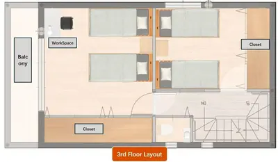 a floor plan of a building at 3 Toilets 2 Showers Renovated Shinjuku Large Family Home in Tokyo