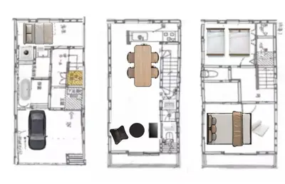 a rendering of the floor plans for a house at CD199 8 minutes from Ikebukuro in Tokyo
