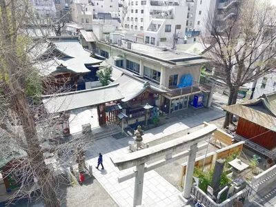 an overhead view of a city with a building at rot\u6771\u4e0a\u91ce3\u4e01\u76ee501 in Tokyo