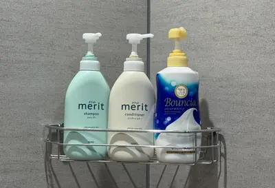 a cart with three bottles of detergent and soap at SEEK Tokyo in Wada