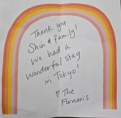 a piece of paper with a rainbow on it at shinjuku premier suites tokyo in Tokyo