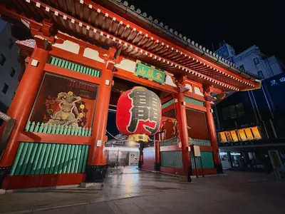 an asian building with a giant chinese object on it at HOTEL AMANEK Asakusa Sakurabashi in Tokyo