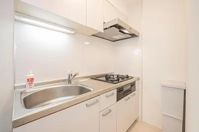 a kitchen with a sink and a stove at Mi-HOTEL UENO IRIYA in Tokyo