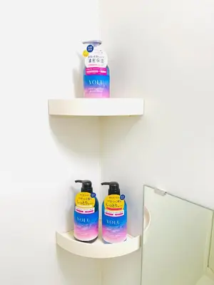 a bathroom shelf with two bottles of cleaning fluid at \u9326\u7cf8\u753a-601 in Tokyo