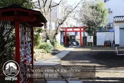 a scenic view of a street of the shrine at Km202\u4e0a\u6c60\u888b in Tokyo