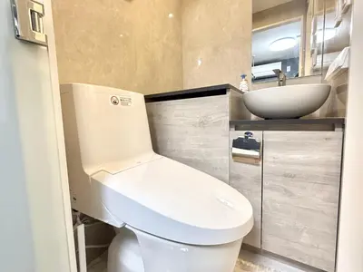 a bathroom with a white toilet and a sink at Shinjuku downtown C2 in Tokyo