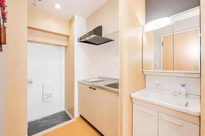 a kitchen with a sink and a counter top at Komorebi Asakusa Cozy 4P Stay The 77 House Tokyo in Tokyo
