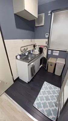 a small kitchen with a sink and a dishwasher at Y's House Okubo in Tokyo