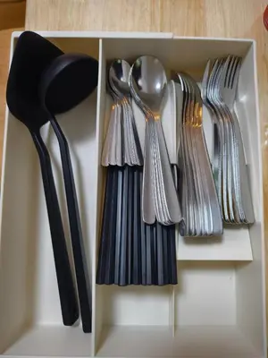 a white drawer with utensils in it at Makino Building - Vacation STAY 15981v in Tokyo