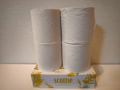 two rolls of toilet paper sitting on top of a box at Makino Building - Vacation STAY 15661v in Tokyo