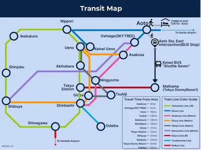 a map of the transit map at Third Place Tokyo - Aoto - in Tokyo