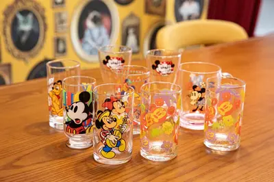 a group of wine glasses sitting on top of a table at Private house 100sqm with bicycles Disney 30min in Tokyo