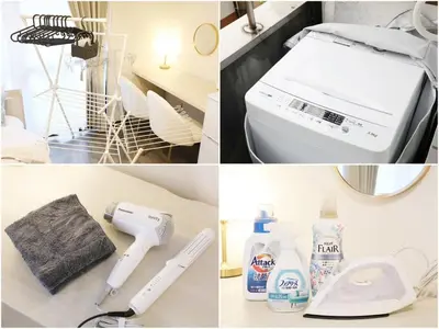 a collage of four pictures of bathroom products at \u30d5\u30e9\u30c3\u30c8\u5409\u6751 202 in Tokyo