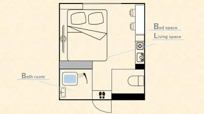 a floor plan of a small bathroom with a door at \u30d5\u30e9\u30c3\u30c8\u5409\u6751 202 in Tokyo
