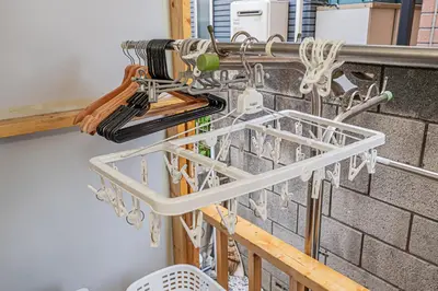 a tool rack hanging on a wall at \u65b0\u5c0f\u5ca9\u99c5\u5f92\u6b696\u5206 50\u5e73 2DK \u6709\u53a8\u623f \u6771\u4eac13\u5206 Skytree15\u5206 in Tokyo