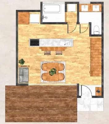 a drawing of a floor plan of a house at Two-Story Japandi Villa in Tokyo in Tokyo