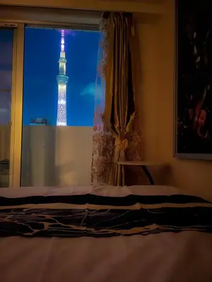 a view of the eiffel tower from a bedroom window at 5mins from JR Kinshicho! Near Asakusa&Skytree! 1101 in Tokyo