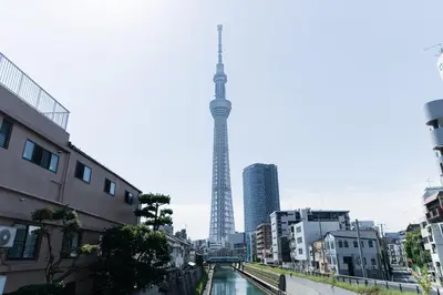 a view of a city with a tower in the background at 3BR,2BA,2WC with kitchen and living,7min to skytree subway,Max12P in Tokyo