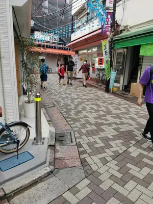 a group of people walking down a street at \u65b0\u5bbf5\u5206\u96a0\u308c\u5bbf in Tokyo
