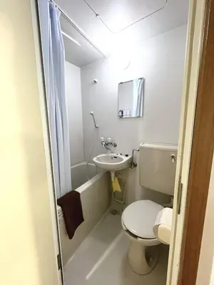 a small bathroom with a toilet and a sink at Chelsea Hatsudai 202 CH22 in Tokyo