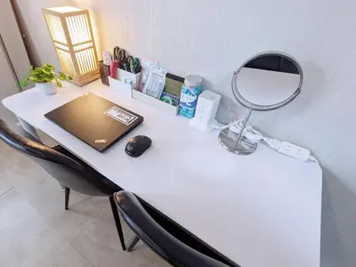 a desk with a laptop and a mirror on it at Near Shibuya Station Dogenzaka 3Beds Travel Work in Tokyo