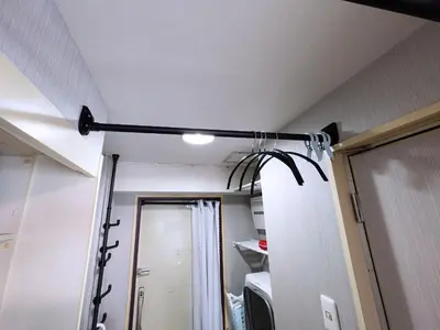 a bathroom with a shower curtain and a mirror at Near Shibuya Station Dogenzaka 3Beds Travel Work in Tokyo