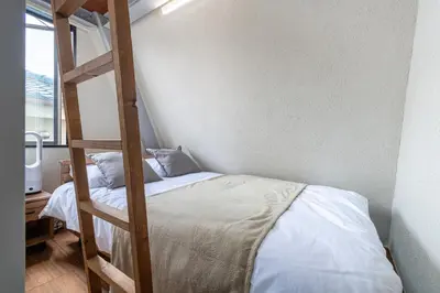 a bedroom with a bunk bed with a ladder at Funabori in Tokyo