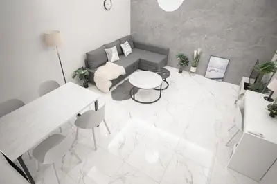 a white living room with a table and chairs at Brand New Luxury Suite 7 min to Omotesando 2 min to Shibuya in Tokyo