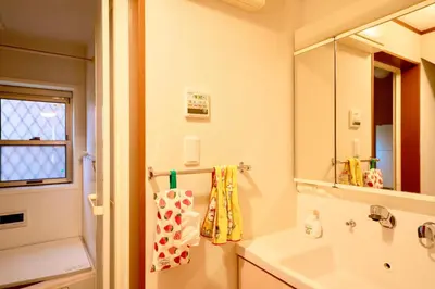 a bathroom with a sink and a mirror at Shinjuku Y HOTEL II 1 minute to 7-Eleven 6DK 2 bathrooms in Tokyo