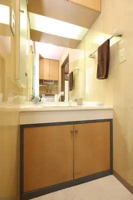 a bathroom with a sink and a counter top at Stay Master Hotel in Tokyo