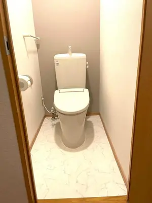 a bathroom with a toilet in a small room at Shitamachi Shin-Koiwa 201 in Tokyo