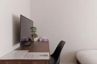 a desk with a mirror and a computer on it at LANG HOTEL Kameido - Vacation STAY 79286v in Tokyo